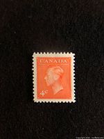 Front of mint 1951 Canada 4¢ King George VI stamp
