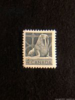 Front view of 1954 4¢ Canada walrus stamp