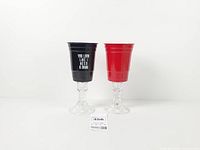 Front view of both melamine cup wine glasses