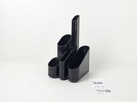 Front view showing five graduated compartments and glossy finish