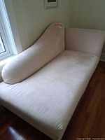 Full view of beige microfiber chaise lounge