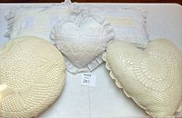 Front view showing all five pillows together