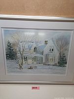 Full view of framed print on wall