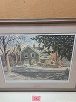Front view of framed winter landscape print showing full artwork, mat and frame