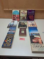 Overhead view of all 11 books