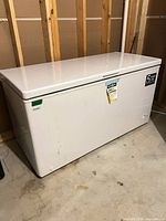 Full view of chest freezer showing exterior condition and overall form