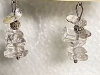 frontal view of both quartz chip earrings hanging