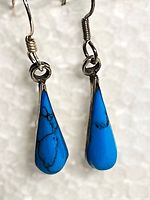 Front view of both earrings showing stones and silver hooks