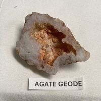 Agate geode front view showing crystal cavity