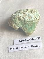 Overall view of amazonite specimen with locality label Minas Gerais, Brazil