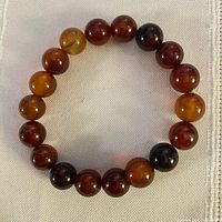 Full view of carnelian beaded bracelet