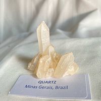 Front view of quartz cluster showing crystal points