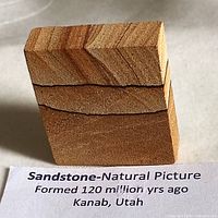 Front view of sandstone block showing banding