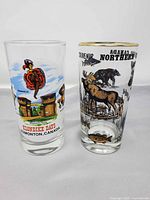 Front view of both glasses showing primary artwork