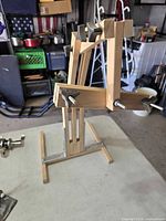 Full view of wooden adjustable easel assembled