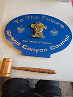 Overall view of plaque and gavel together