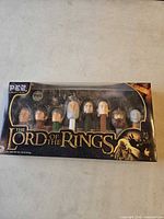 Front view of sealed Lord of the Rings Pez gift set