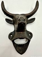 Front view of cast iron bull head bottle opener