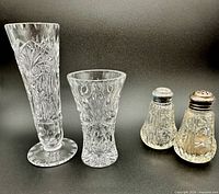 Group shot showing both vases and salt & pepper shakers