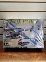 Front of sealed Revell P-38J Lightning model kit box