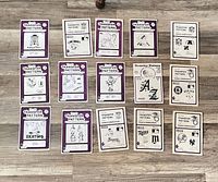 All fifteen sealed transfer pattern envelopes laid out for visibility of themes and condition