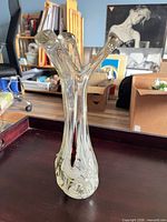 Full view of three-finger glass vase