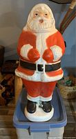 Full view of vintage Santa blow mold on tote