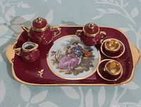 Full tea set arranged on tray