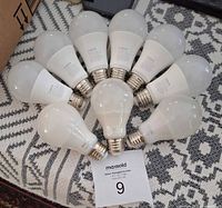 Nine LED bulbs laid out showing quantity and general appearance