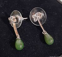 Front view showing jade drops and cubic zirconia floral studs