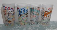 Group shot of four Catstudio frosted map tumblers: Texas, Great Lakes, Minnesota, Austin