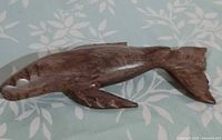 Left side view of ironwood whale showing body and tail