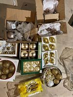 Group shot showing all boxed and loose ornaments