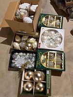 Overall view of all ornament boxes and loose assortments