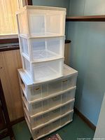 Stacked view of both plastic drawer towers
