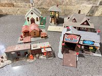 All six buildings grouped on countertop
