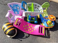 Group shot of all five items outdoors on pavement