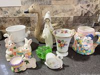 Group shot showing all nine spring and Easter decor items