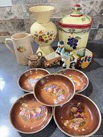 Group shot of all items; shows quantity and designs