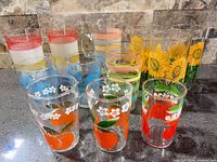 Group shot of all patterned glasses on countertop