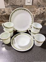 Front view showing entire seven-piece set with pattern visible
