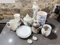 overview of all ceramic pieces on countertop