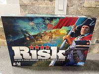 Front of Risk board game box showing artwork and title