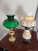 Both lamps side by side showing overall design, shades, bases and cords