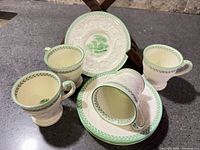 Overall set showing three cups and three saucers