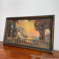 Full view of framed print on surface