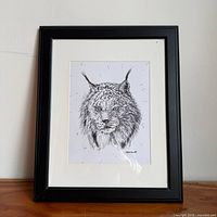 Framed bobcat sketch print full view