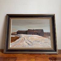 Framed painting front view showing full artwork and frame