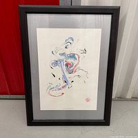 Full view of framed artwork showing frame, mat and entire composition