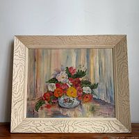 Framed floral painting front view
